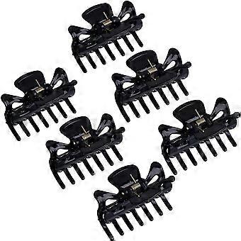 Grampos de Cabelo Elegantes para Mulheres, Conjunto de Grampos de Cabelo Franceses com Aderência Antiderrapante e Acessório Decorativo para Cabelo, 6 Peças de Plástico Preto para Uso Diário