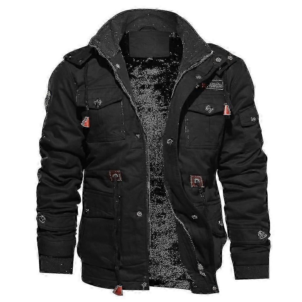Mens Hooded Jacket Thick Solid Zipper Winter Overalls