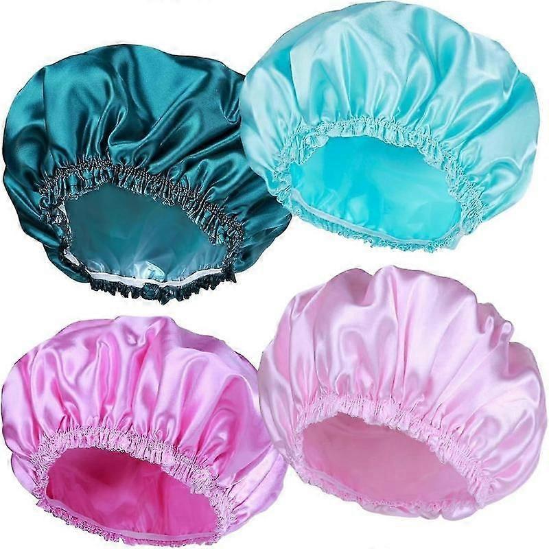 Double layer shower caps 4 pack eco-friendly reusable