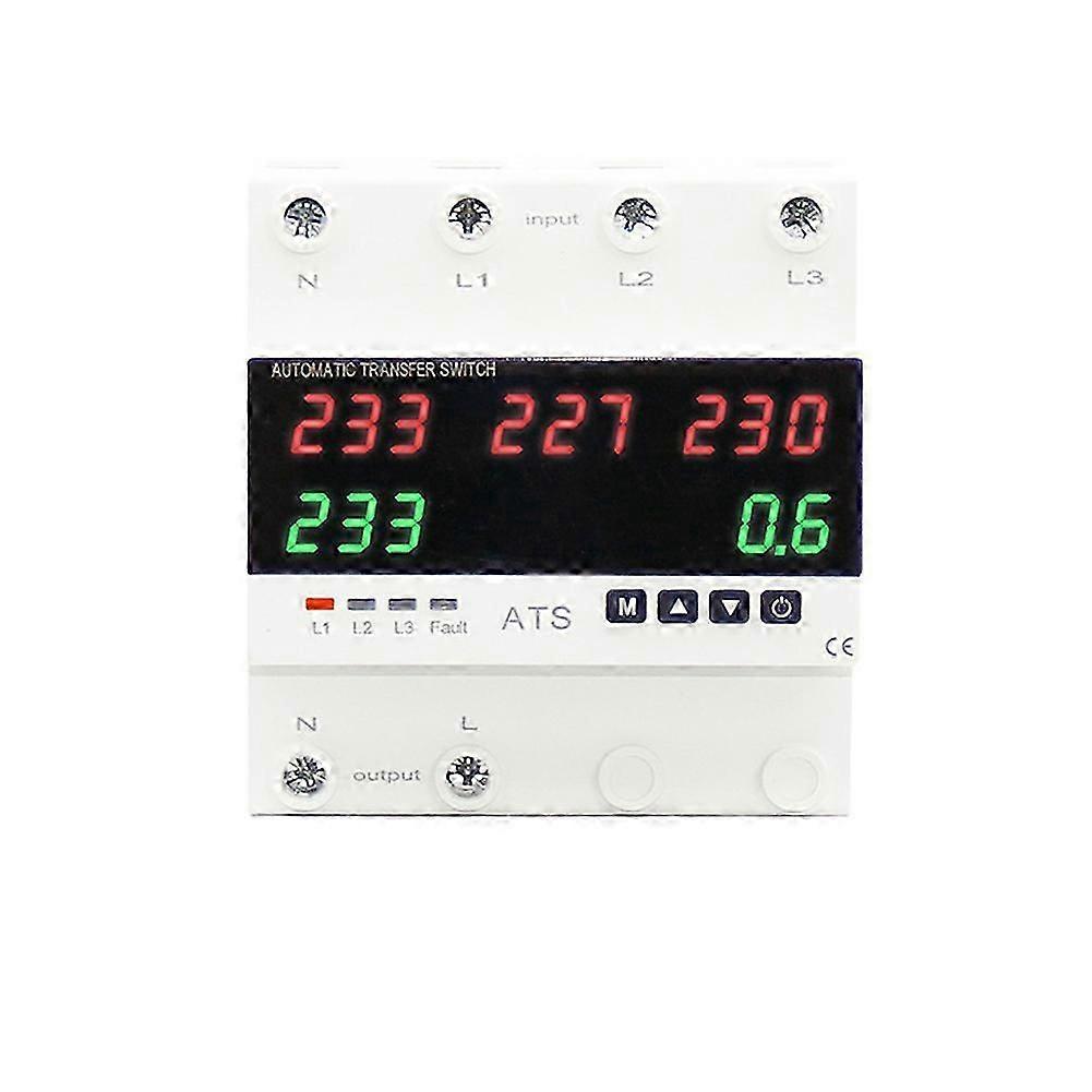 Over Under Voltage Protector ATS Automatic Transfer Switch Phase Selector Uninterrupted Power over Current Limiter 100A