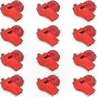 Apitos de segurança com cordão para uso de salva-vidas e sobrevivência, 12 dispositivos de aviso de plástico