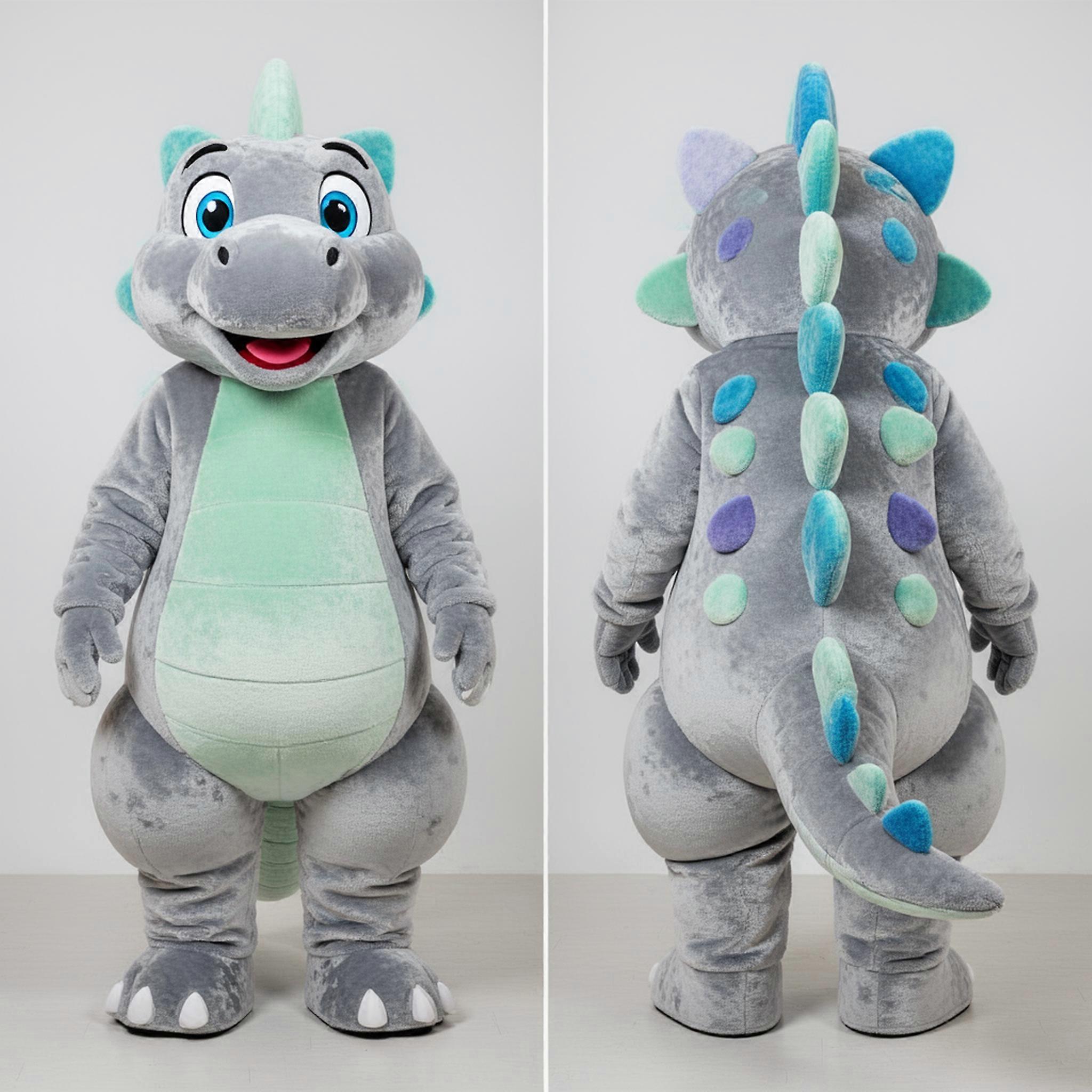 MASTICOT Silver Shimmering Stegosaurus Mascot