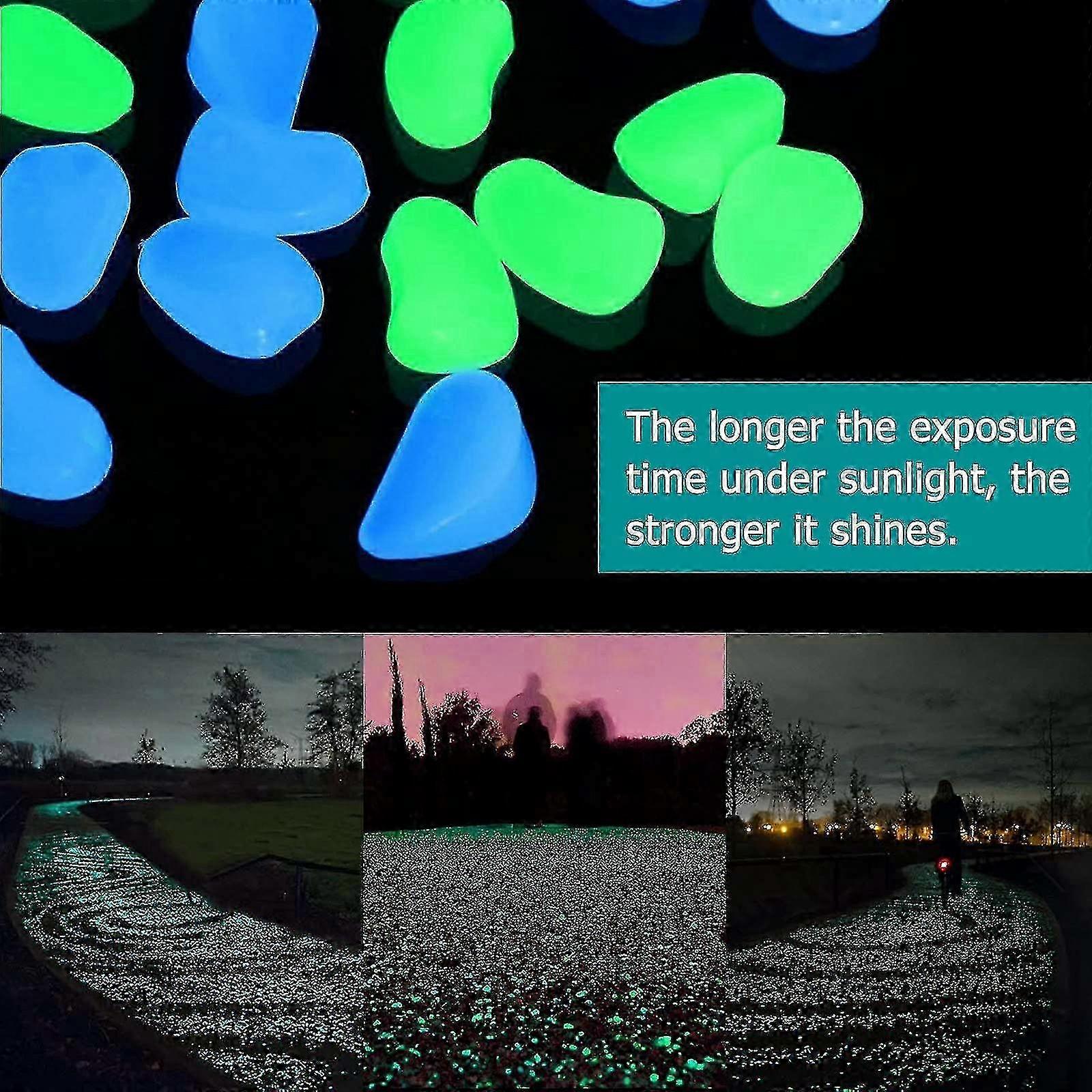 100 galets lumineux phosphorescents pour jardin, parfaits pour les allées.