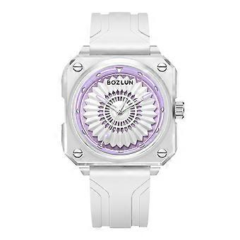 Luxuriöse Herrenuhr mit präzisem Uhrwerk, quadratischem Zifferblatt, analogem Design, Schmuckstück, Geschenk für geschäftliche Anlässe, Jubiläen, hellviolettes Leucorr-Design