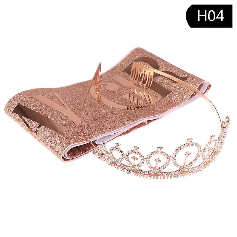 Crystal Crown Tiara Birthday Shoulder Strap Anniversary Happy 18 21 30 40 Party