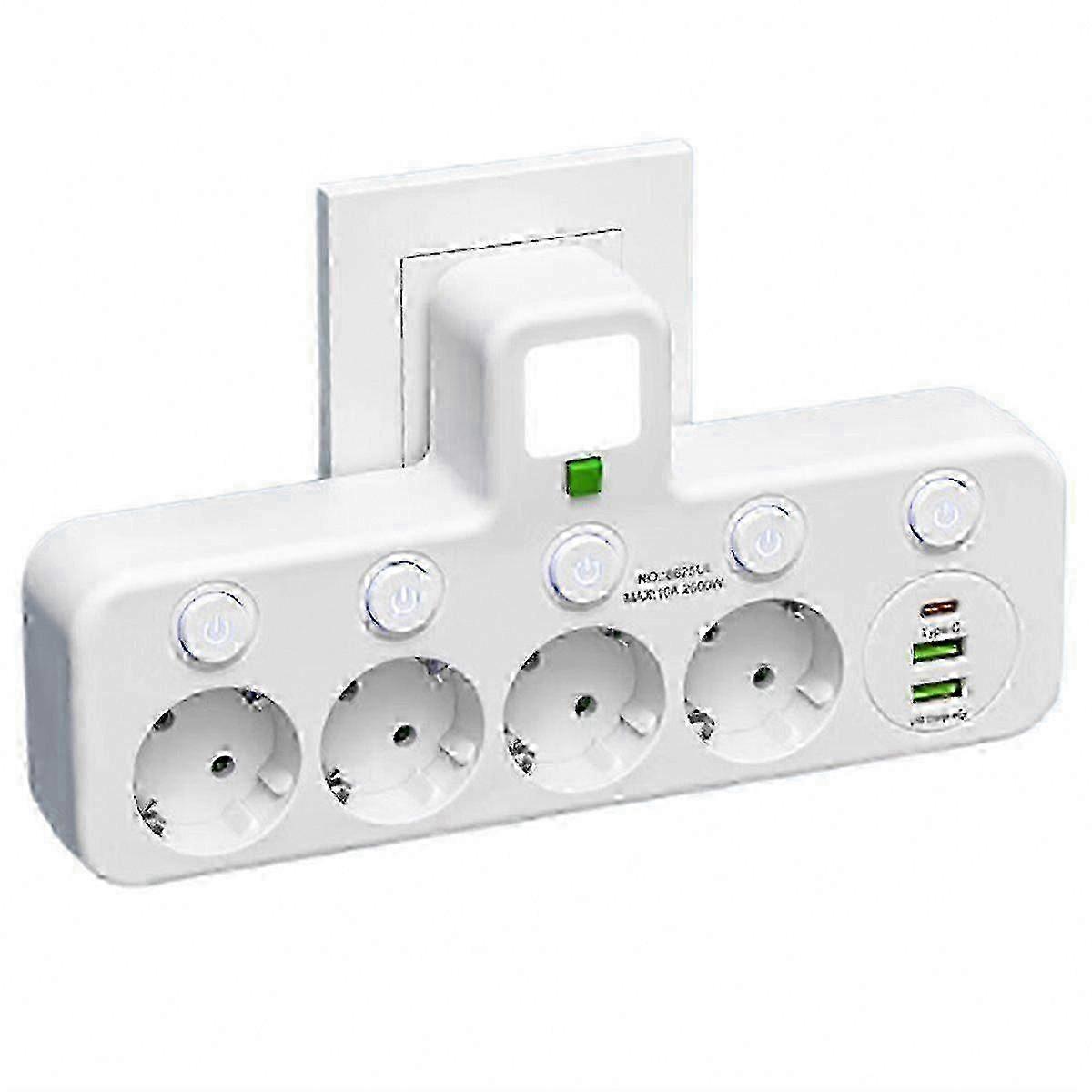 Compact EU Power Strip 4 Outlets USB-C