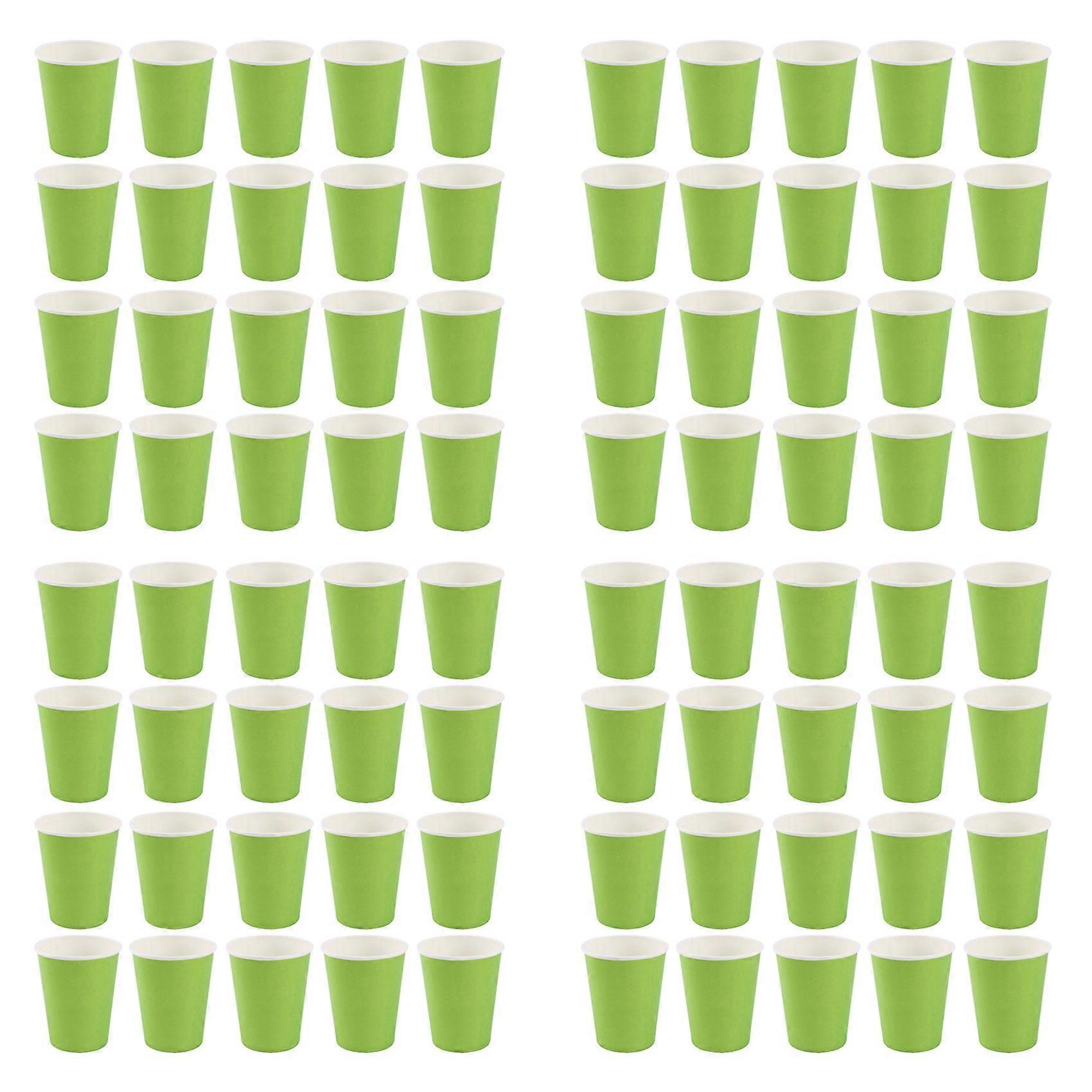 80 Paper Cups (9Oz) - Plain Solid Colours Birthday Party Tableware Catering(Green)