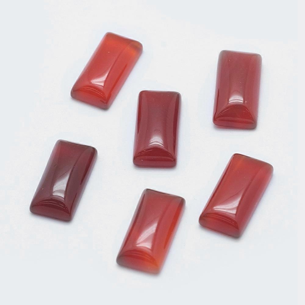 5pcs Carnelian Cabochons Rectangle 14x7x3.5mm