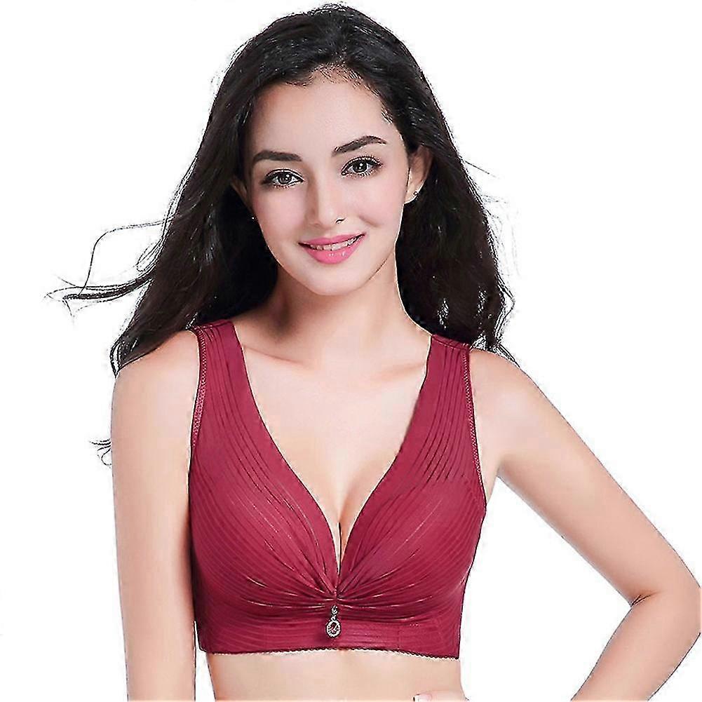 Women Plus Size Bra Wireless Antibacterial Adjustable Anti Sagging Thin Bras 3/4 Cup