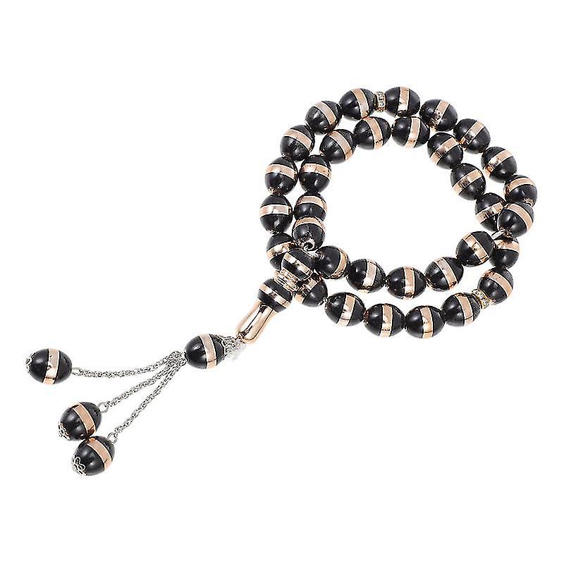 35X1.5cm Noir Perles de prière Chapelet de prière musulman Perles de prière délicates 33 perles Musulmane à main Ros