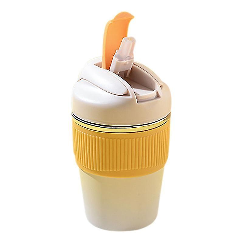 15.5X9x9cm 350ml Tumblers 1 Pc Stainless Steel Vacuum Flask Double Drinking Straw Cup Beverage Cup