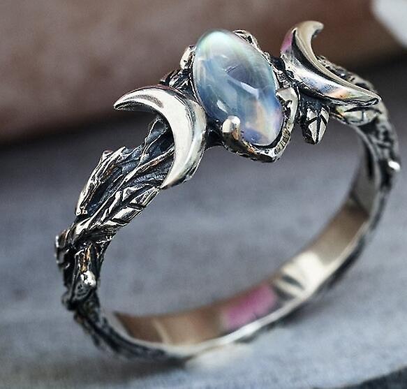 Pxcl Alloy Double Moon Geometrisk Ring Moonlight Gemstone Ring Smykker Kvinner