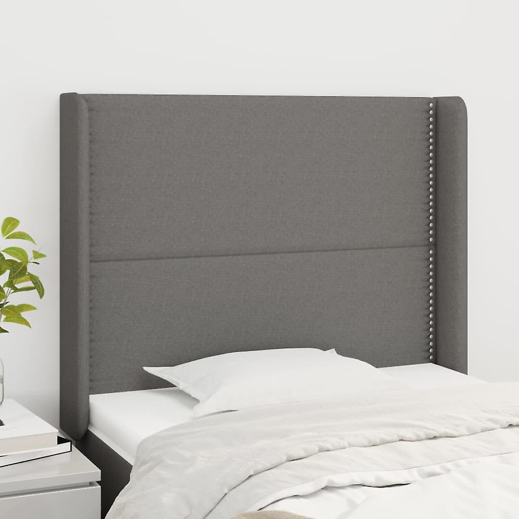 Headboard with Ears Dark Grey 83x16x118/128 cm Fabric