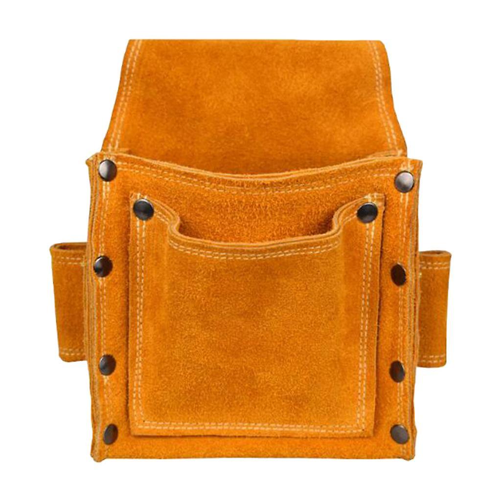 Multi-purpose Carpenter Yellow Cowhide Tool Pouches Thicken Wear-resistance