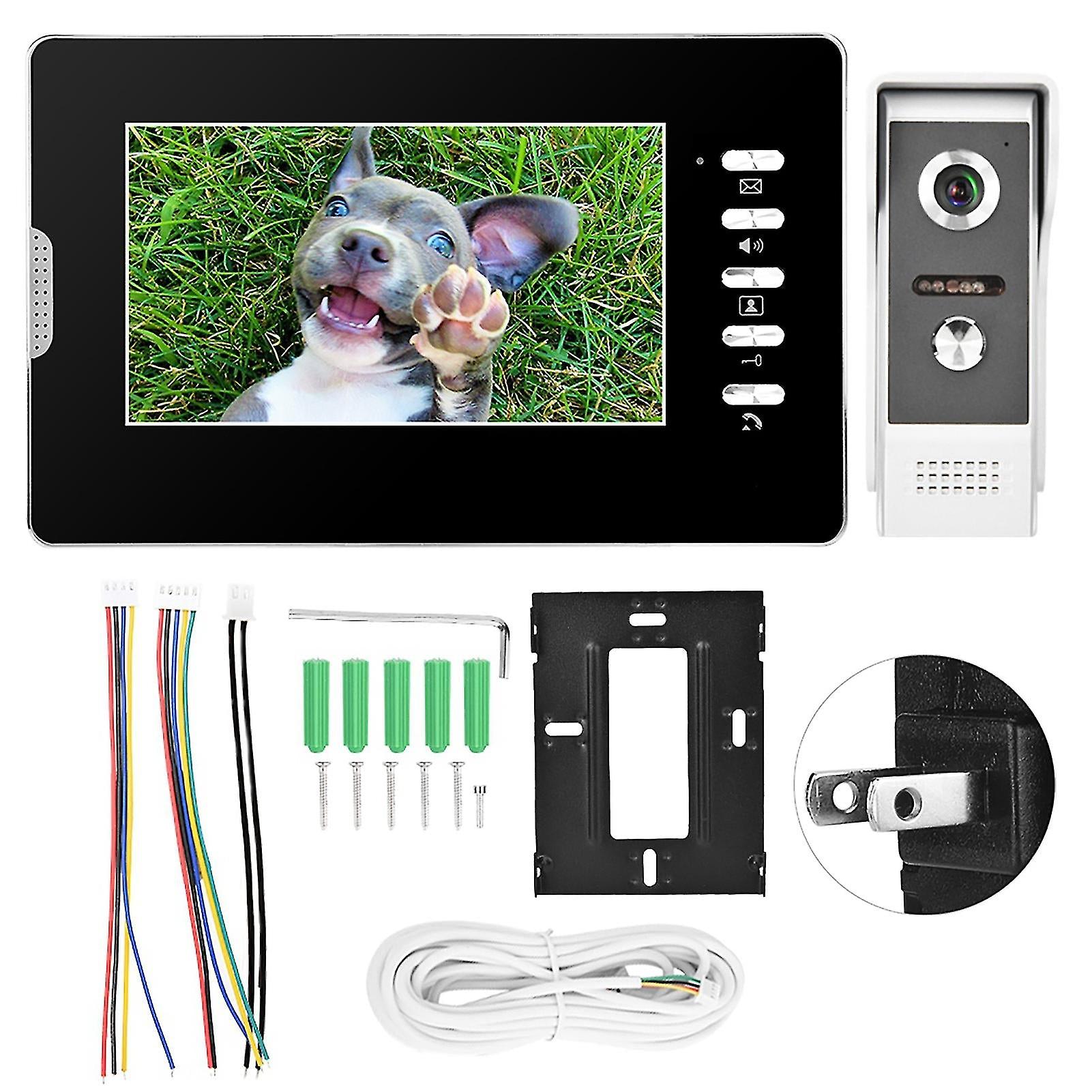 7Inch Wire Visual Doorbell Intercom Video Door Bell Interphone Home Security (us Plug 100-240v)