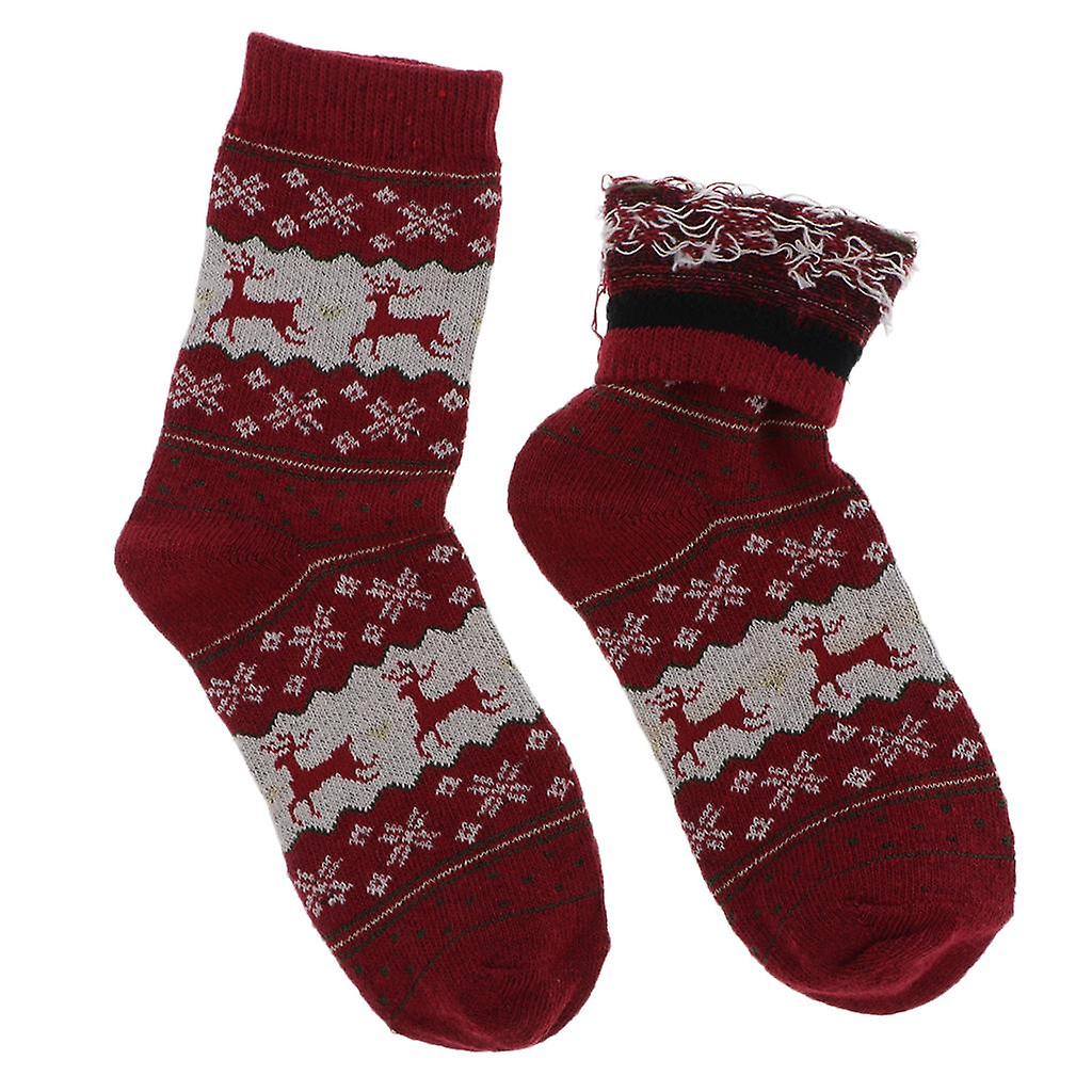 Wool Blend Cozy Crew Socks Causal Winter Christmas Ankle Socks Red