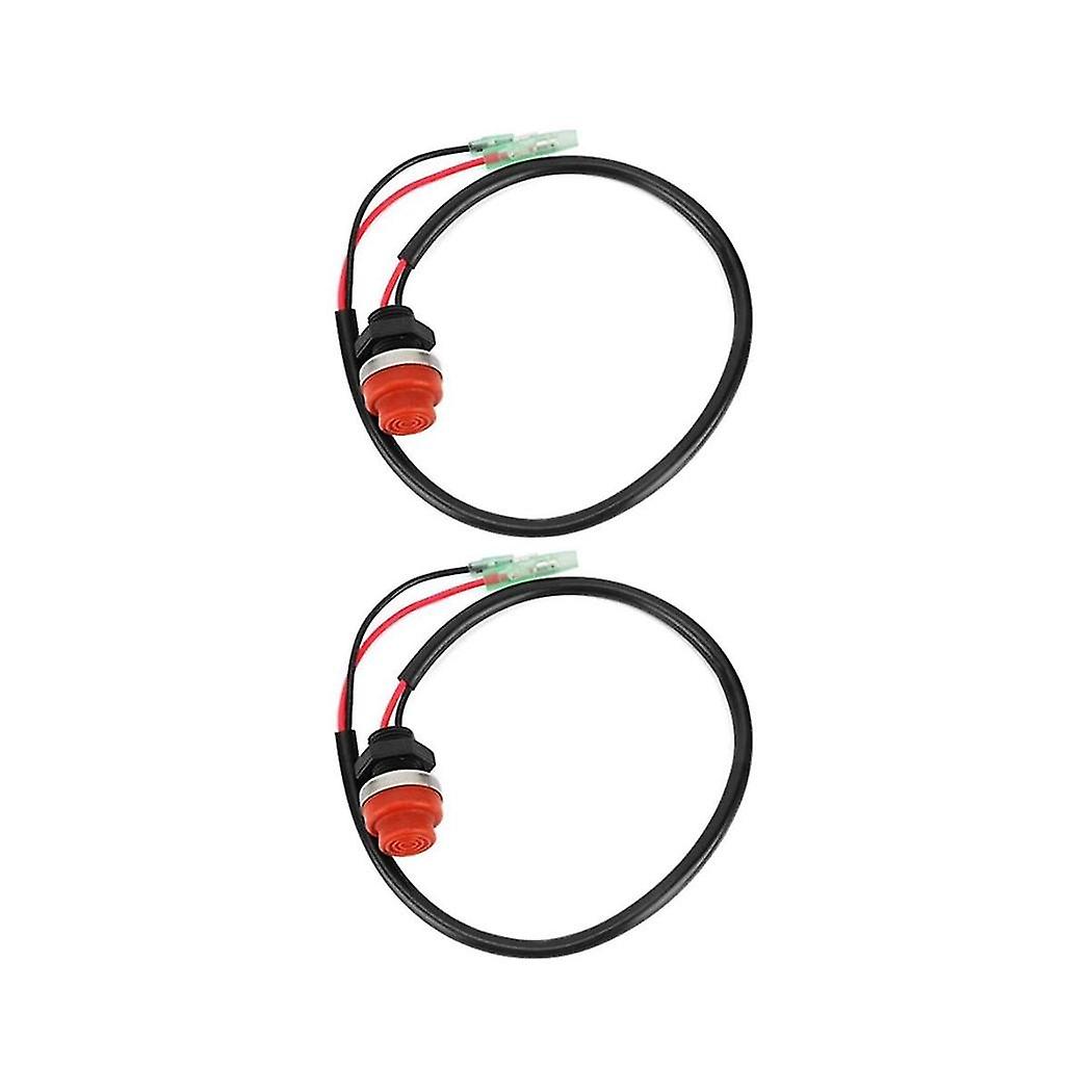 2pcs Universal Boat Outboard Engine Motor Start Kill Switch Keyless Push Button , Applicable To All