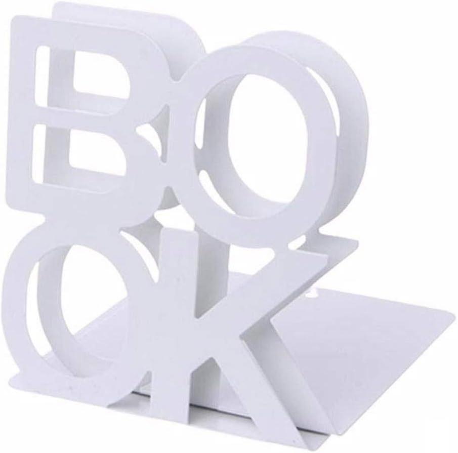 L-Shaped Non-Slip Metal Bookends for Desk Shelf, White, Durable, Decorative, Office and Home Use, 1 Pair