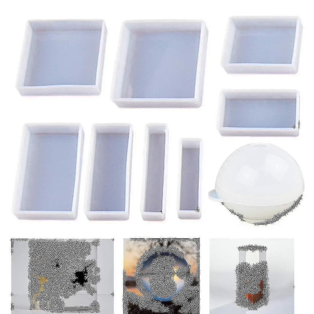 Casting Molds Silicone Square Rectangle Ball Molds 9pcs Different Sizes,silicone Mold Casting Epoxy