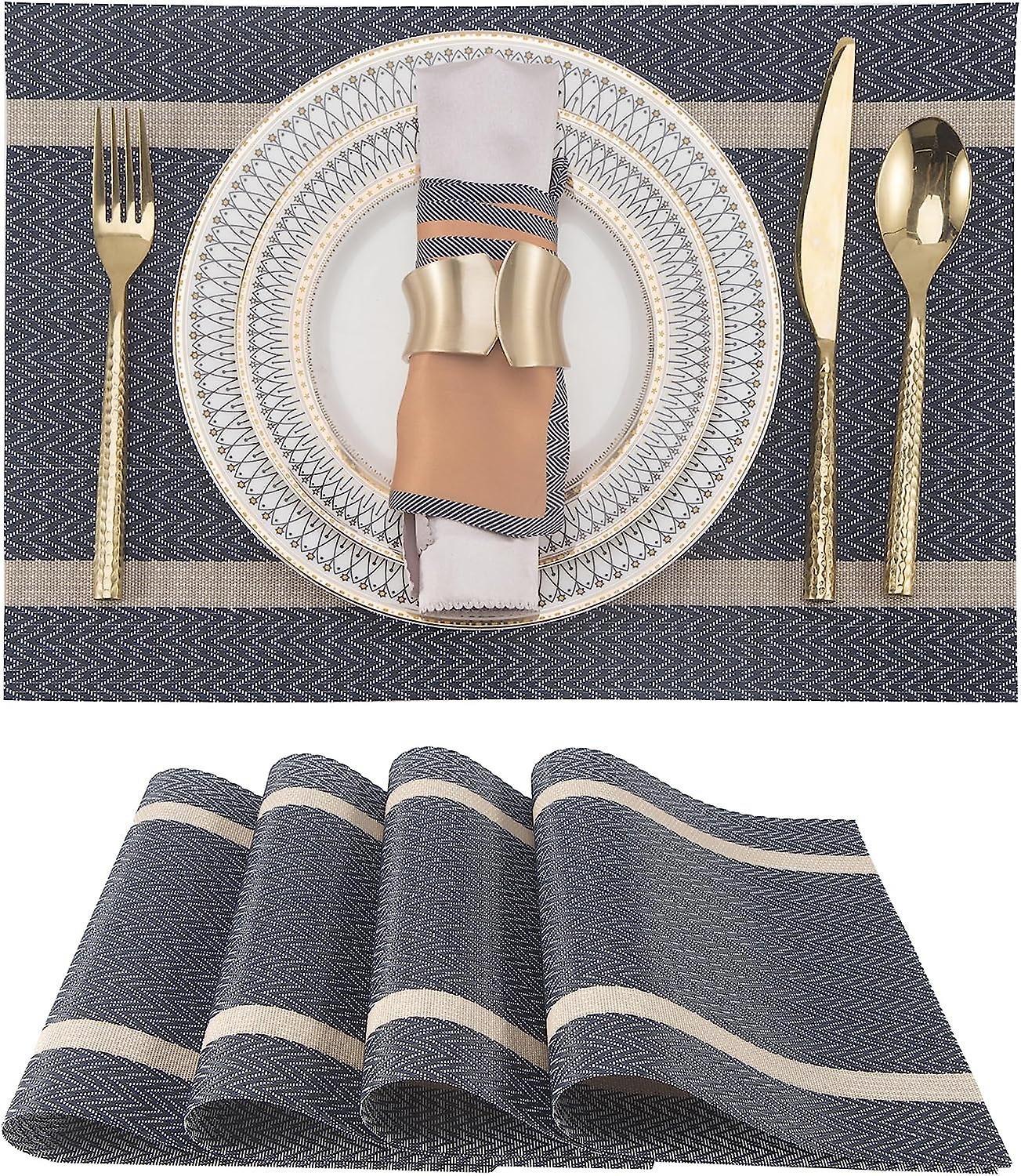 Lot de 4 sets de table bleus  Sets de table en vinyle lavables et faciles  nettoyer  Sets de table en PVC rsistant  la chaleur  Sets de table pour tab