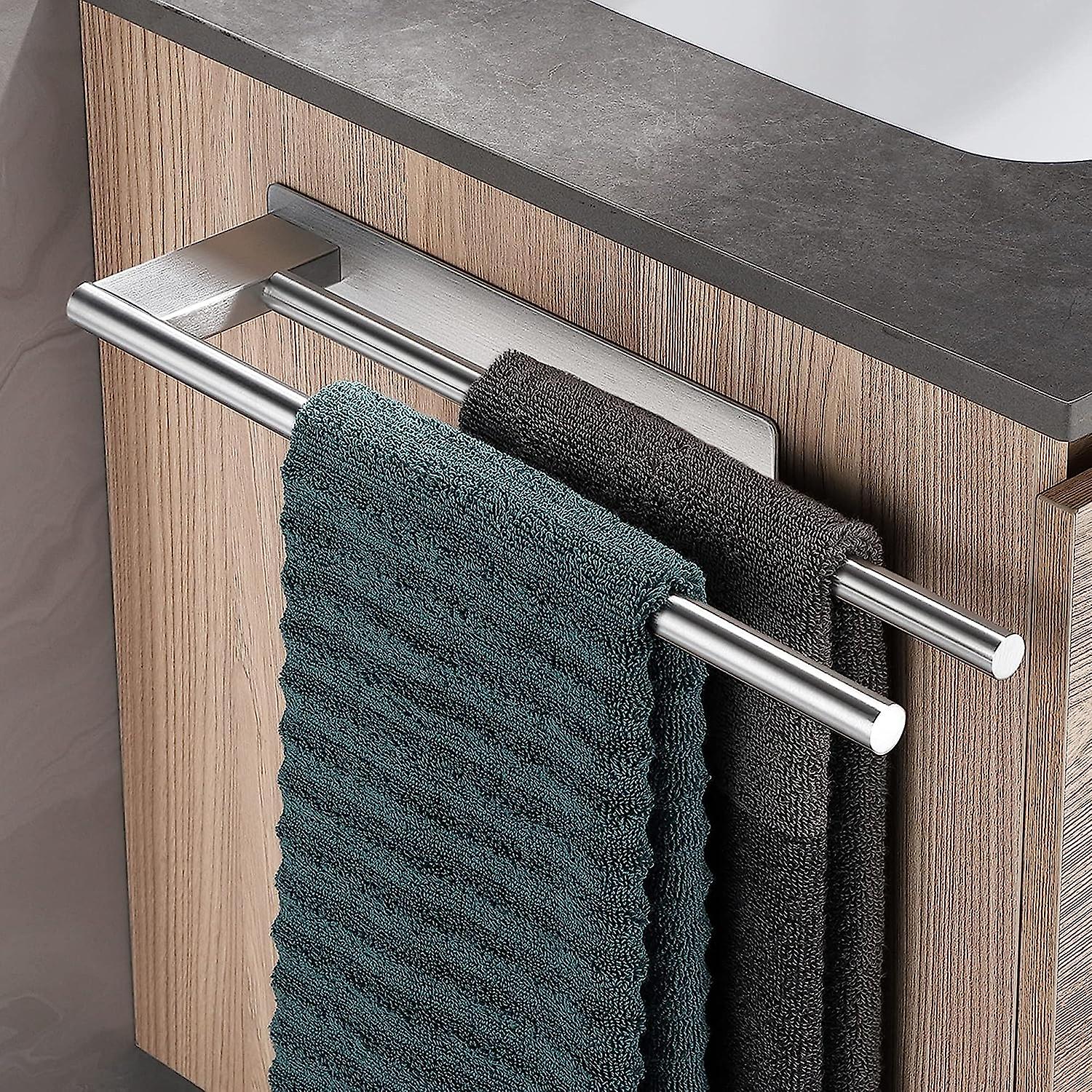 Double towel rail, self-adhesive wall mounting for bathroom, kitchen