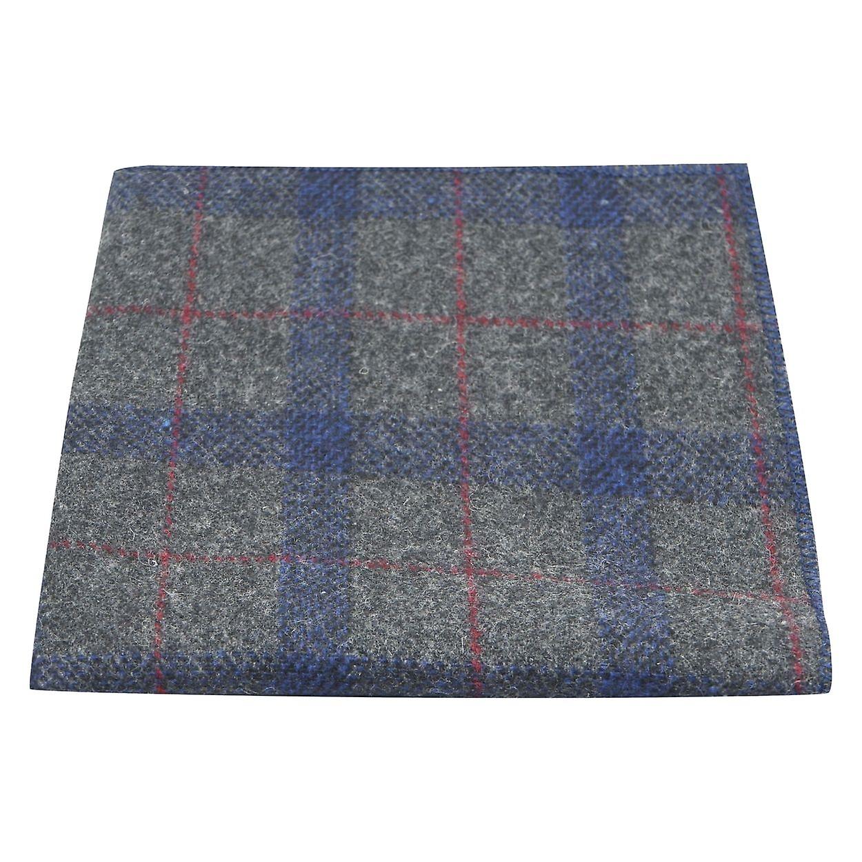Grey & Blue Check Pocket Square