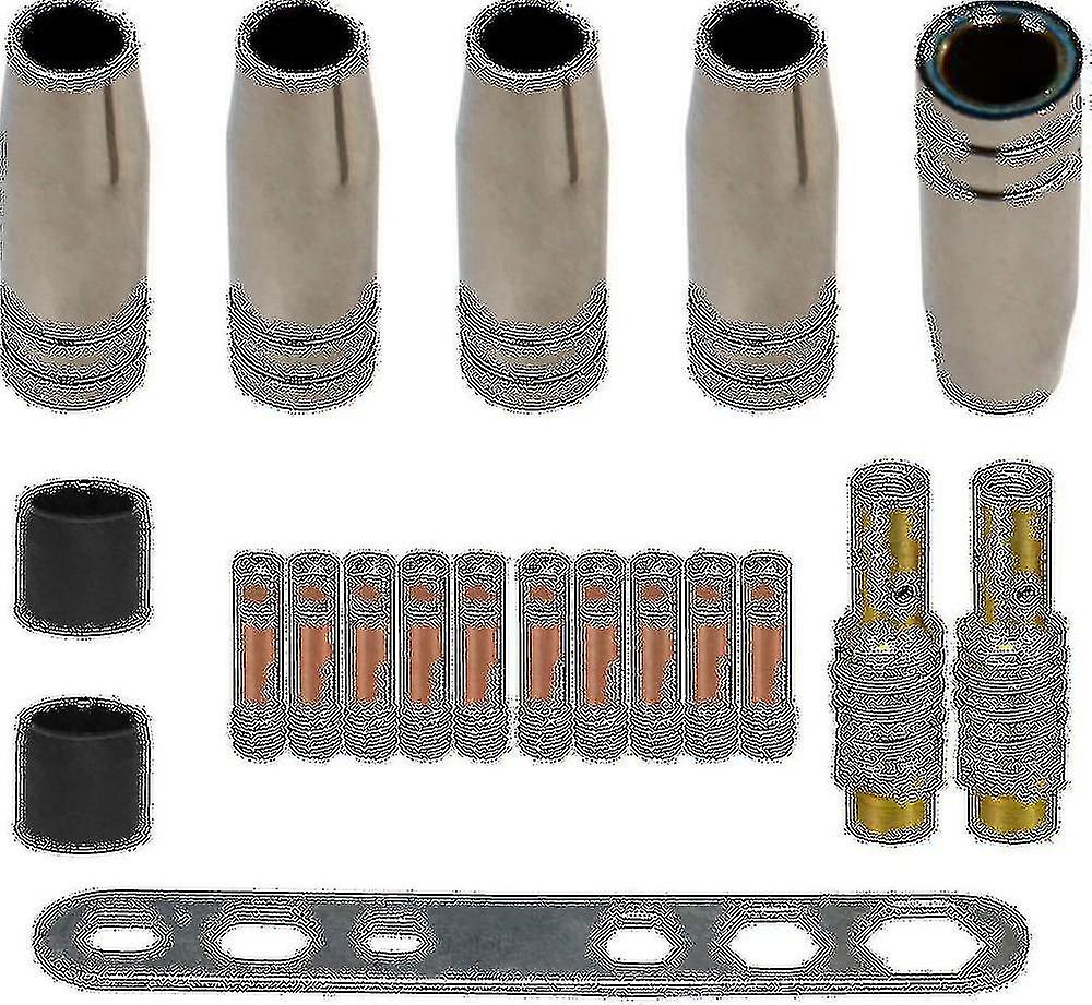 Mb15 15ak Mig Mag Welding Nozzle Contact Tips Consumable Kit (10 X M6 0.8mm Contact Tip, 5 X Nozzle, 2 X Connector, 2 X Insulator, 1 X Tool), 20 Piece
