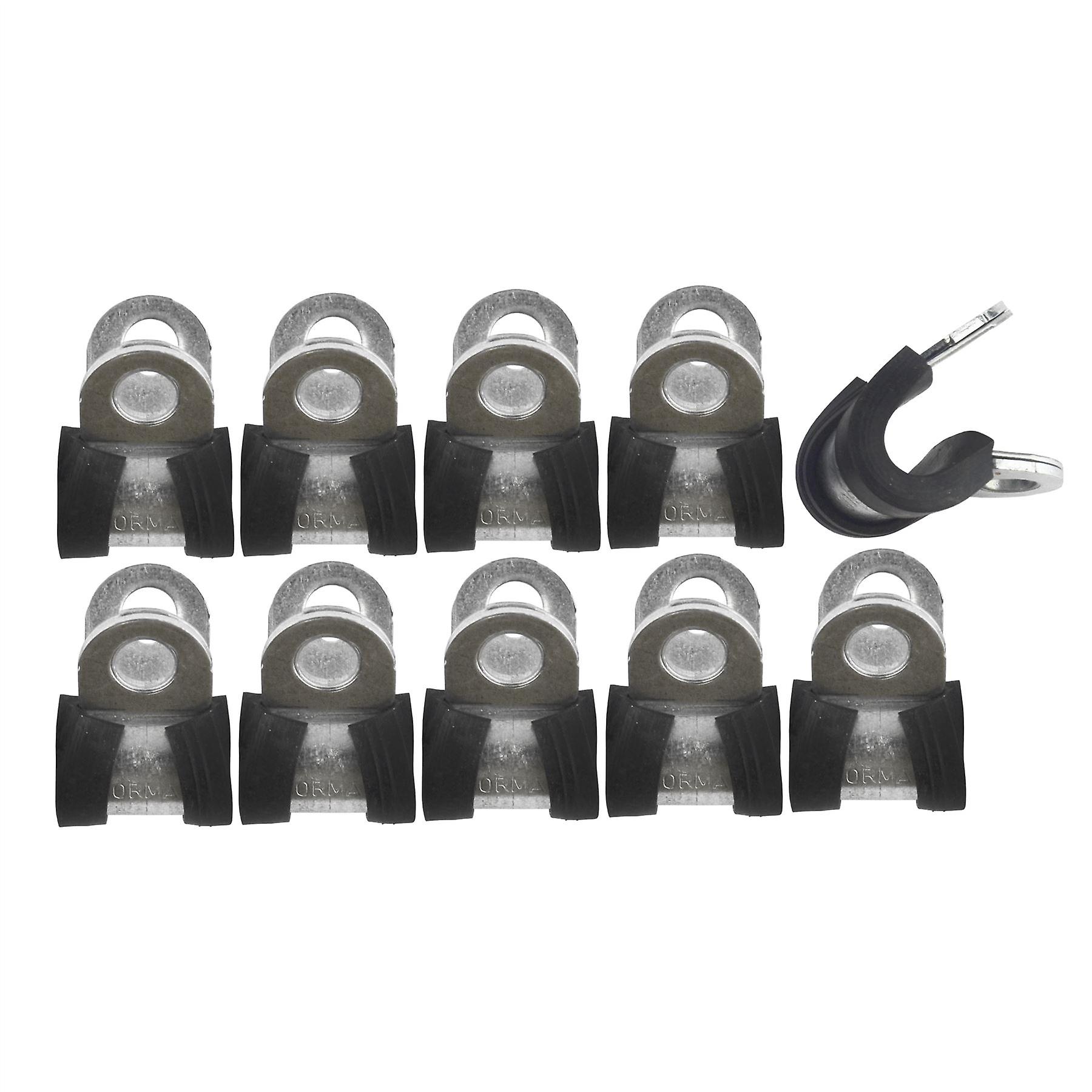 Brake Pipe Clips Rubber Lined P Clips 1/4" (6.4mm) lines Pack of 10 FL36