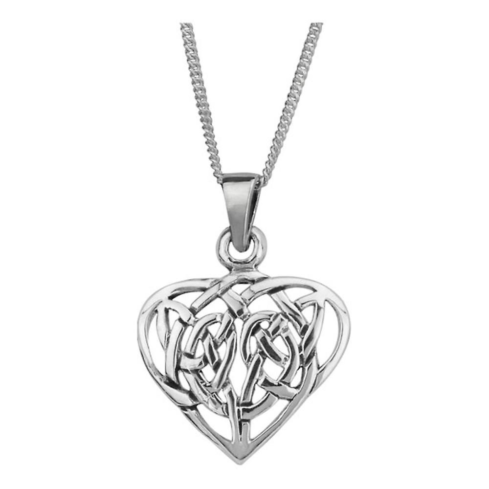 Celtic Eternity Interlaced Knotwork Necklace Pendant Love Heart Shape - Includes 20"Chain