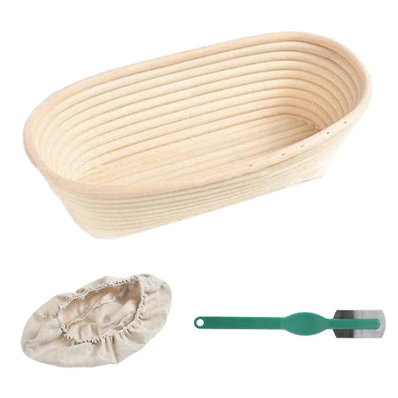 Oval Rattan Bread Proofing Dough Fermentation Basket with Cloth Cover Scraper