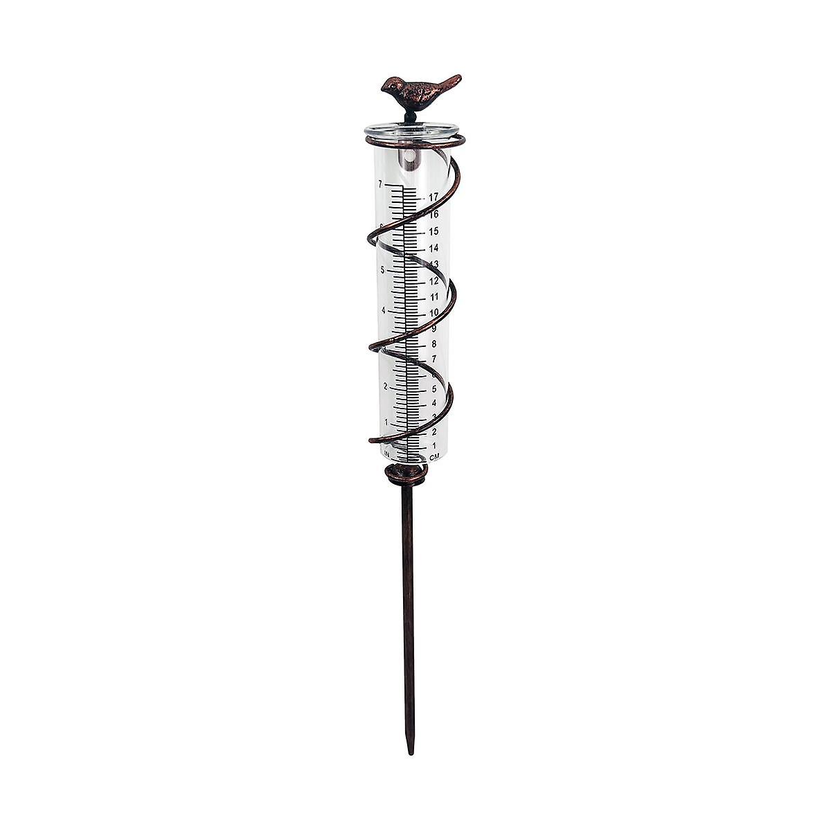 Capacity Glass Spiral Rain Gauge,Cast Iron Bird Hanging Rain Gauge,Garden Rain Water Meter Measurin