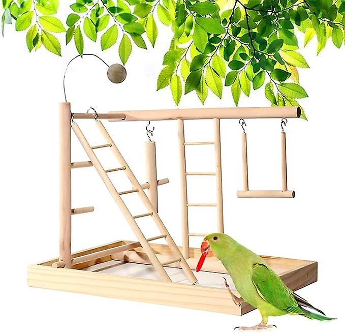 Natural Wooden Parrot Playground, Bird Rack Bird Playground Parrot Toy, Budgerigar Pigeon Coney Parrot Bird Rack For Parrots To Perch, Play, Rest, Sui