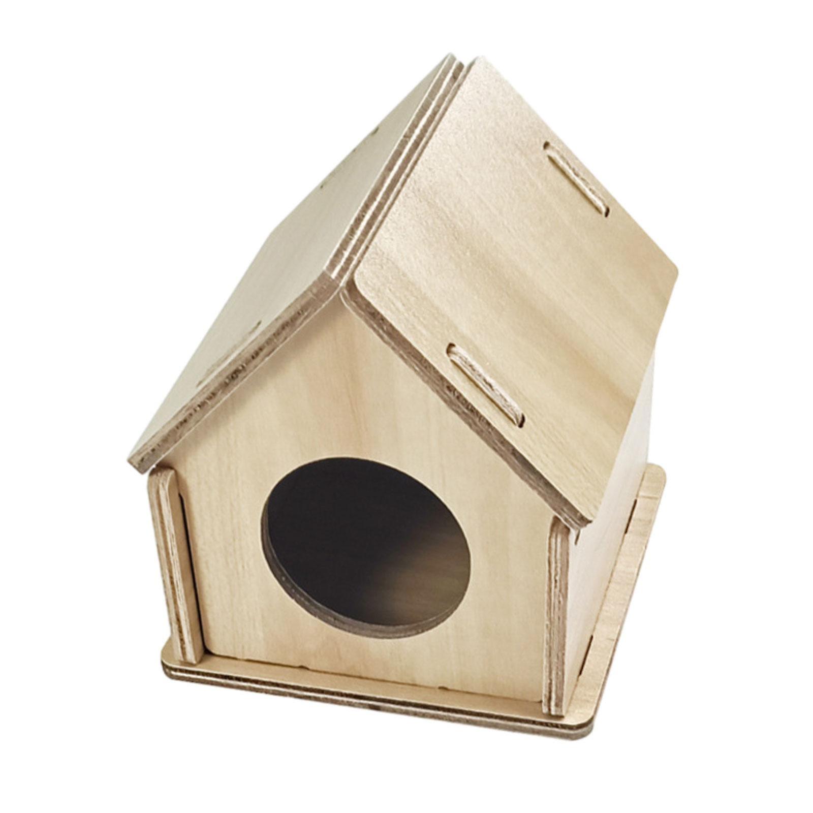 Maison de hamster et cachette jouet d’exploration en bois massif pour souris rat Chinchilla style A