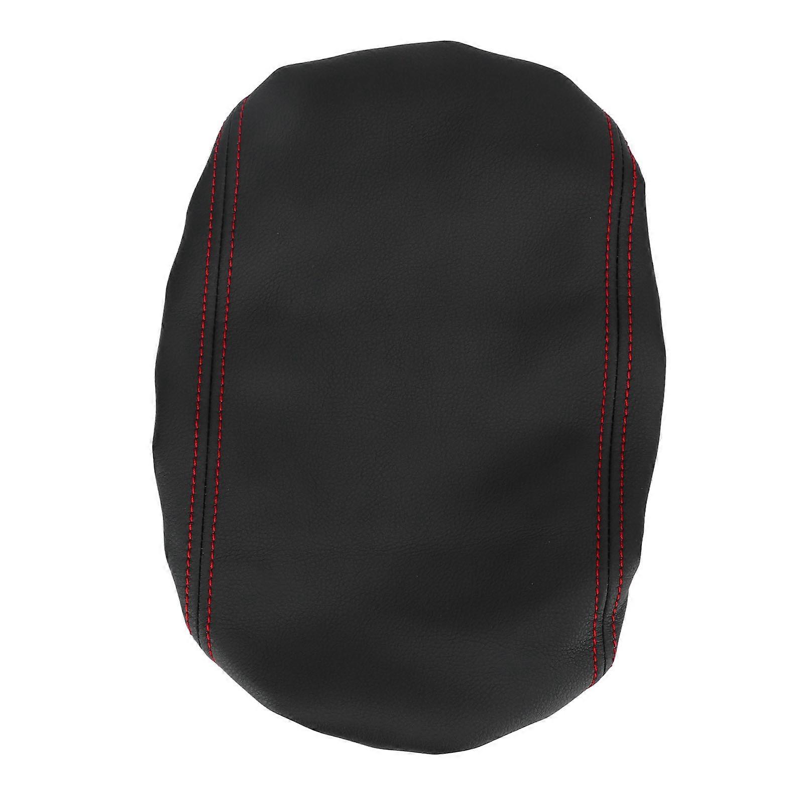Armrest cover for Civic 2022, black with red line, artificial leather console protector