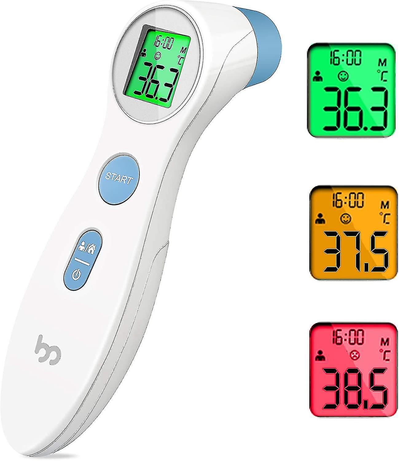 2024 Neues kontaktloses Infrarot-Stirnthermometer für Babys Erwachsene, digitales 2-in-1-Thermometer mit sofortiger Ablesung, Fieberalarm, LCD-Display, M