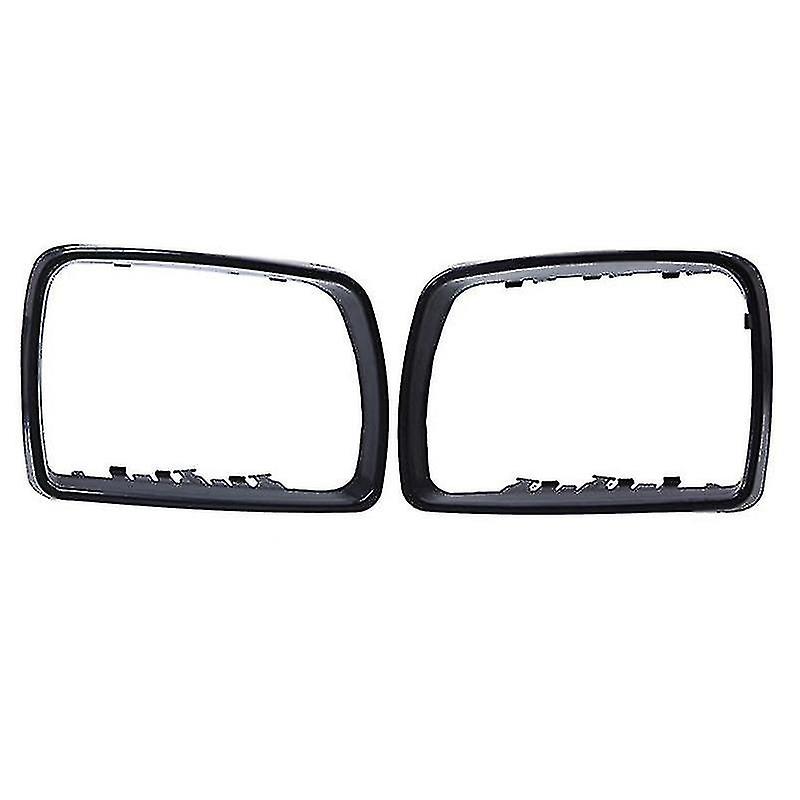 1pair Car Black Rearview Mirror Cover Shell Side Mirror Frame Replacement For E53 X5 2000-2006