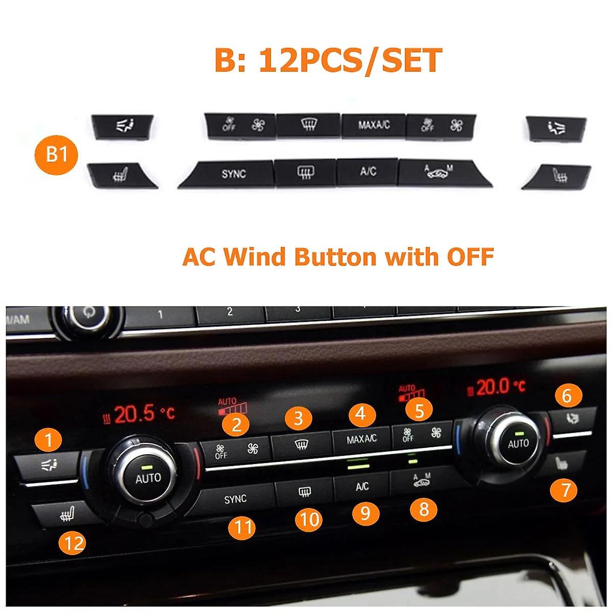 Dashboard Air Conditioner Buttons Cover Caps Replacement For BMW 5 6 7 Series X5 X6 F10 F18 F06 F12 F01 F02 F15 F16 520 523~63305