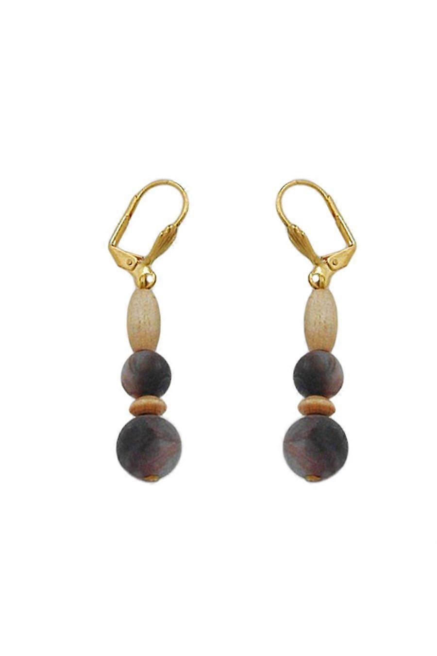 Leverback Earrings Dark Brown Grey - Gl02696