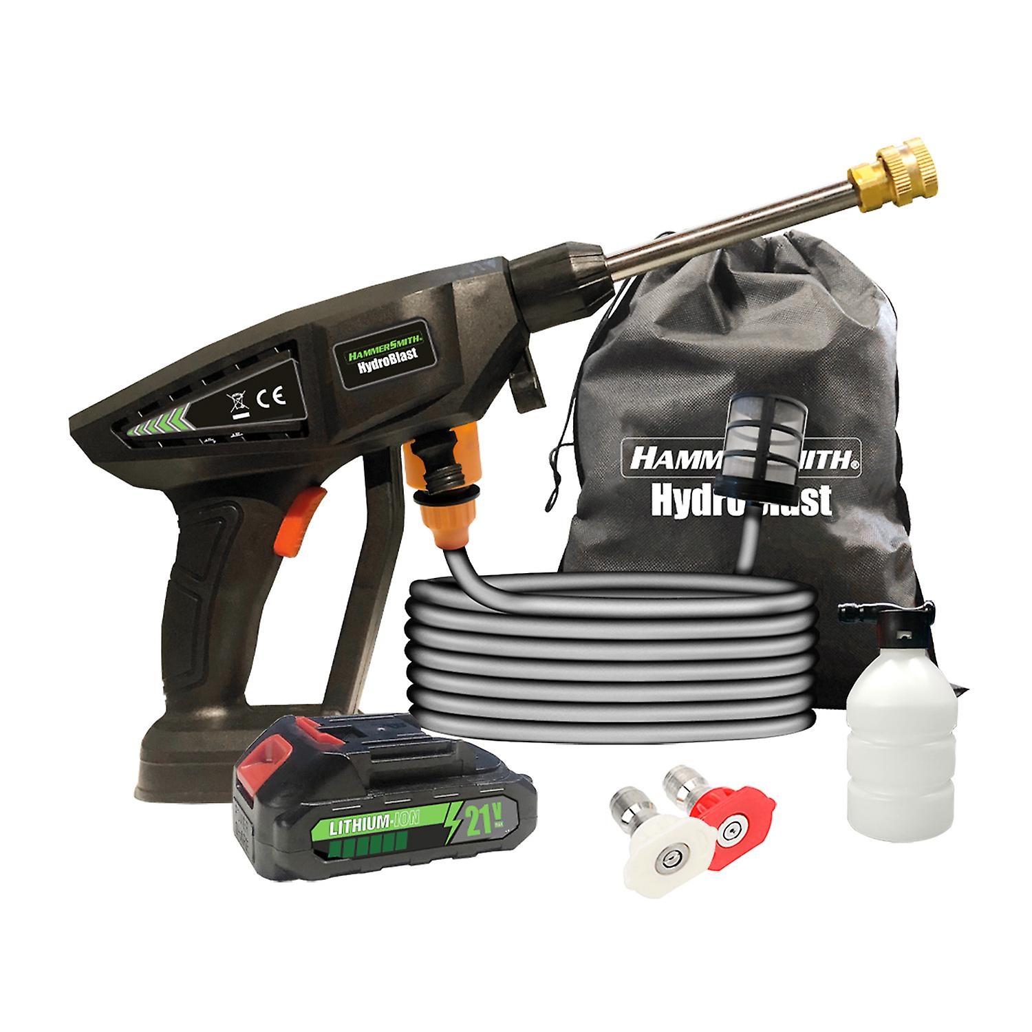 Hammersmith HydroBlast 2-in-1 autowaspistool - Snoerloos drukspuit met oplaadbare batterij voor tuin-, voertuig- en exterieurreiniging - Krachtige drukspuit