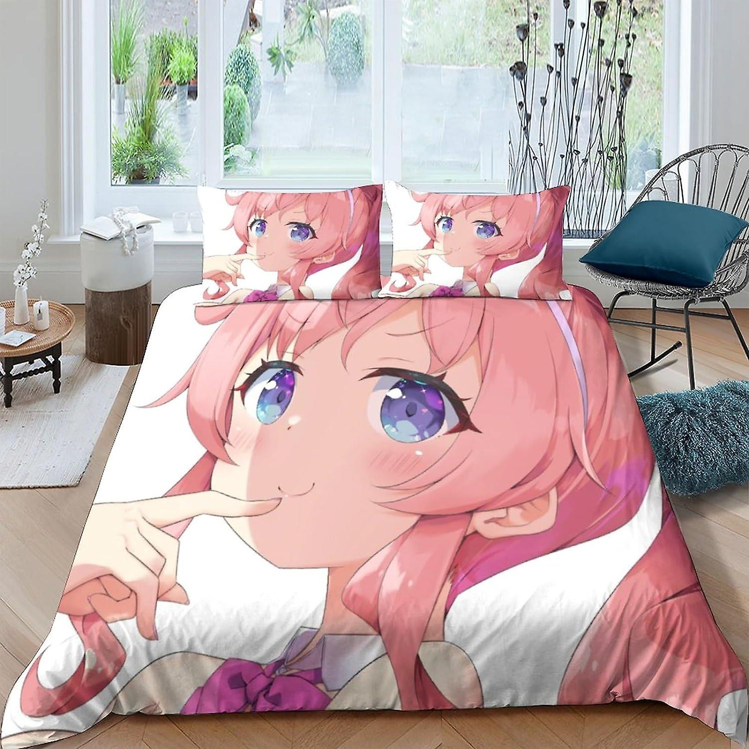 EDMKO Anya Forger3D Bedding Print Set Pieces Soft Microfiber Duvet Cover with Pillowcases with Zipper Closure for Kids Teens Adults Anya Forger Comfor