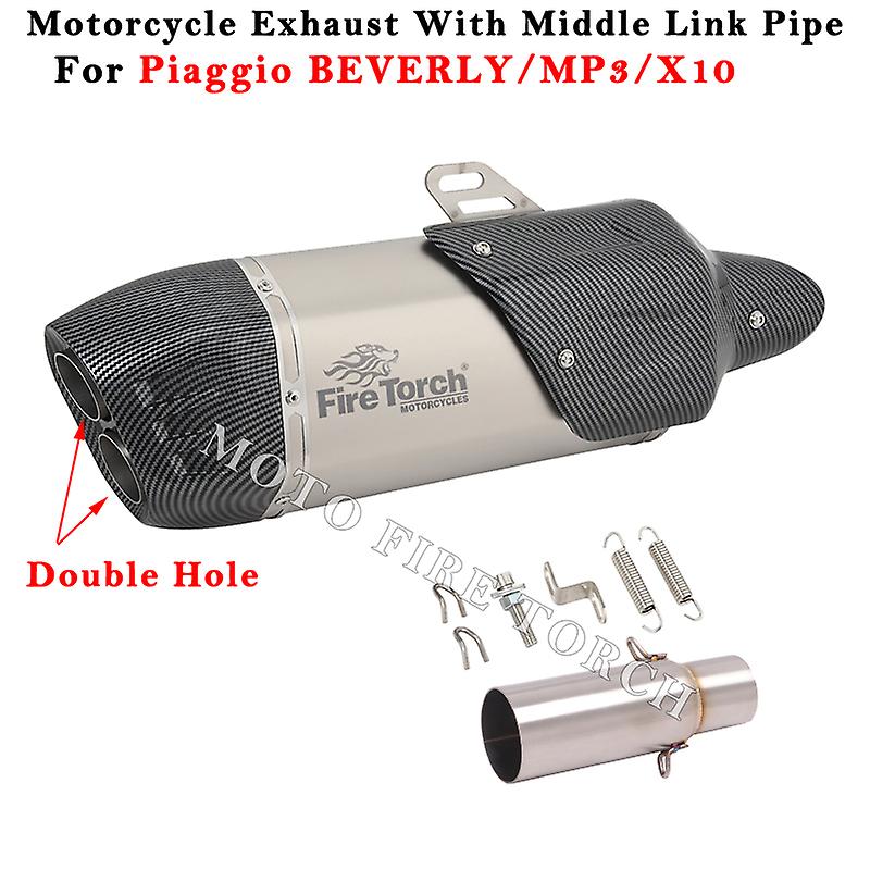 Motorrad auspuff mit mittlerem Verbindungs rohr aufsteck für piaggio mp3 2008 2005-2009 beverly 2014 2005-2009 x10 2009-2016 k-xct300 s400