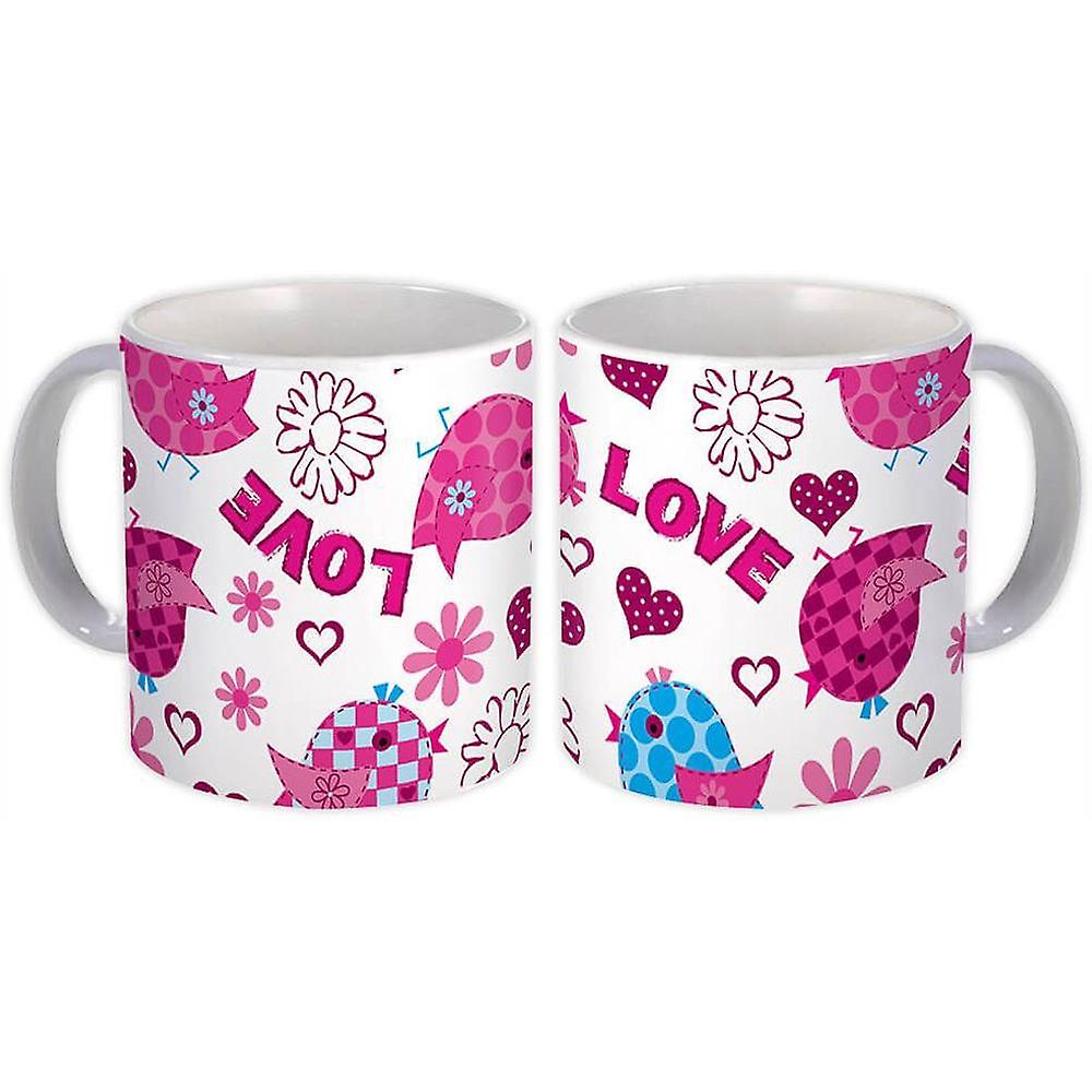 Gift Mug: Patchwork Birds Love