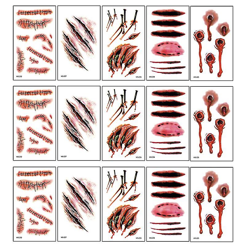 30sheets Fake Scar Sticker For Halloween Decorations