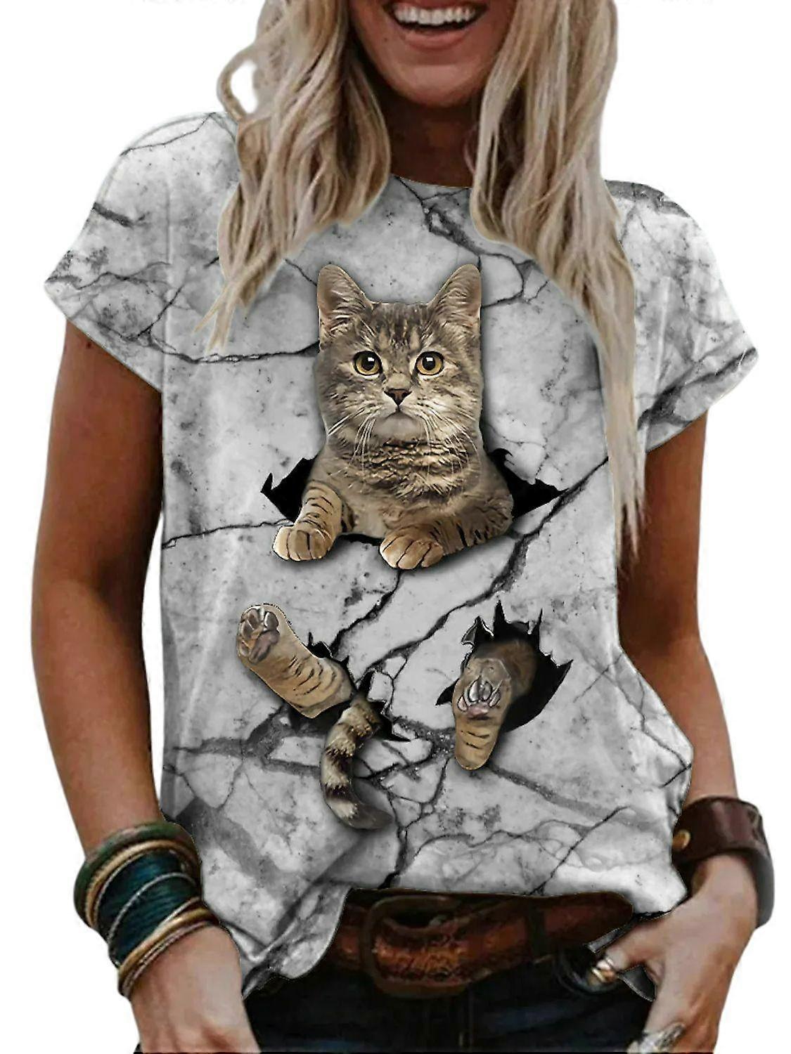 Kadın T-shirt Moda Bayanlar Degrade Baskı T-shirt 3d Dijital Baskı T-shirt