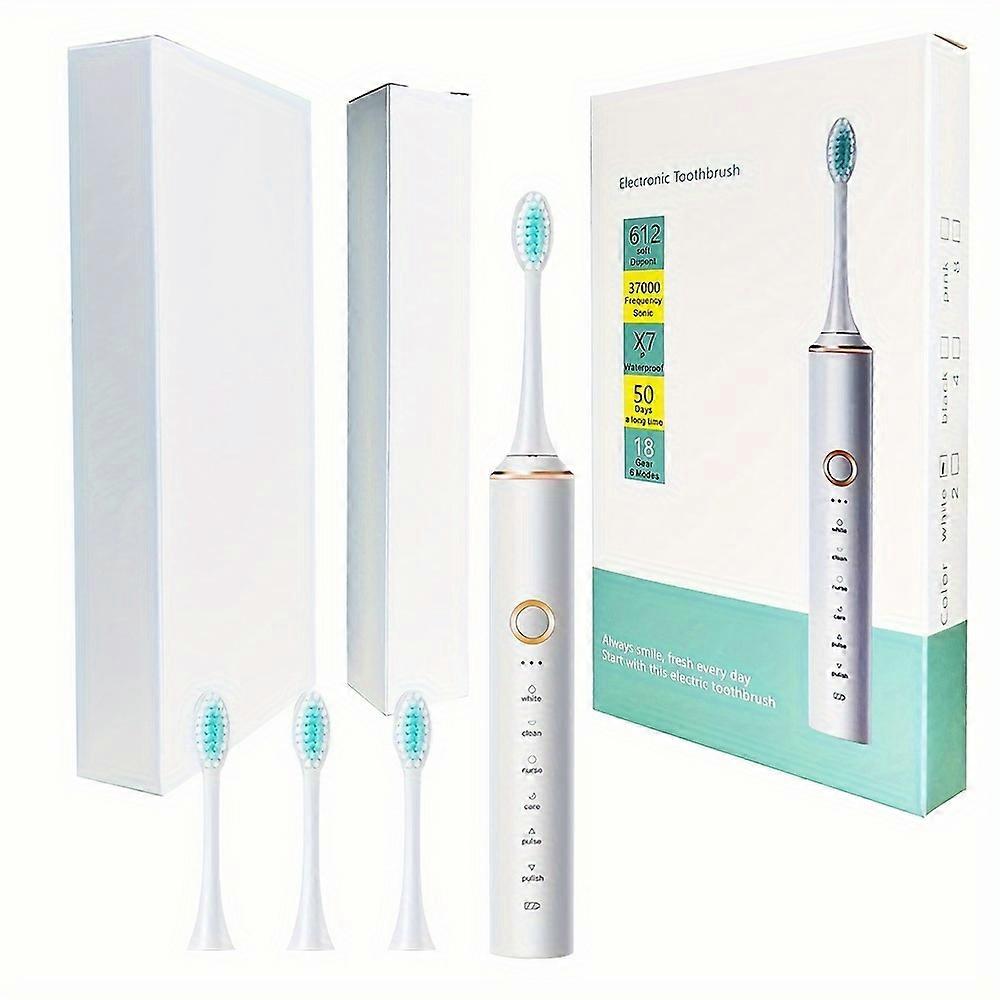 Electric Toothbrush For Adults, Sonic Electric Toothbrush With 4 Brush Heads, 6 Modes Rechargeable USB Extra Soft Toothbrush For Sensitive Gums Men Wo