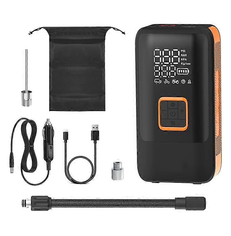 SH03 Portable Smart Air Pump Dual-Cylinder Tire Inflator with Power Bank Function - Orange