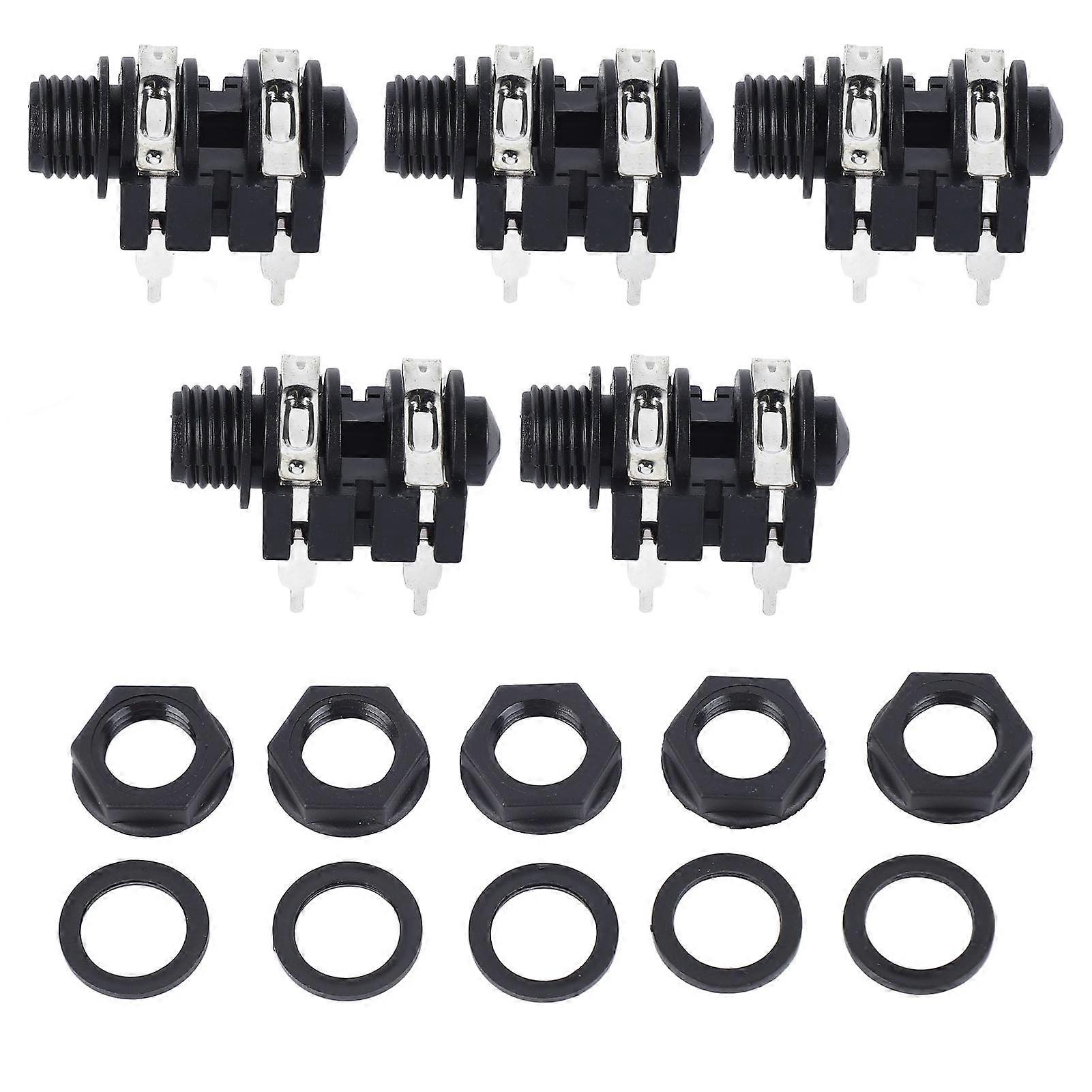 5pcs 6.35mm 4p Stereo Socket 6.5mm Input Stable Transmission Easy Operation For Microphone Electric Guitar Positive Socket