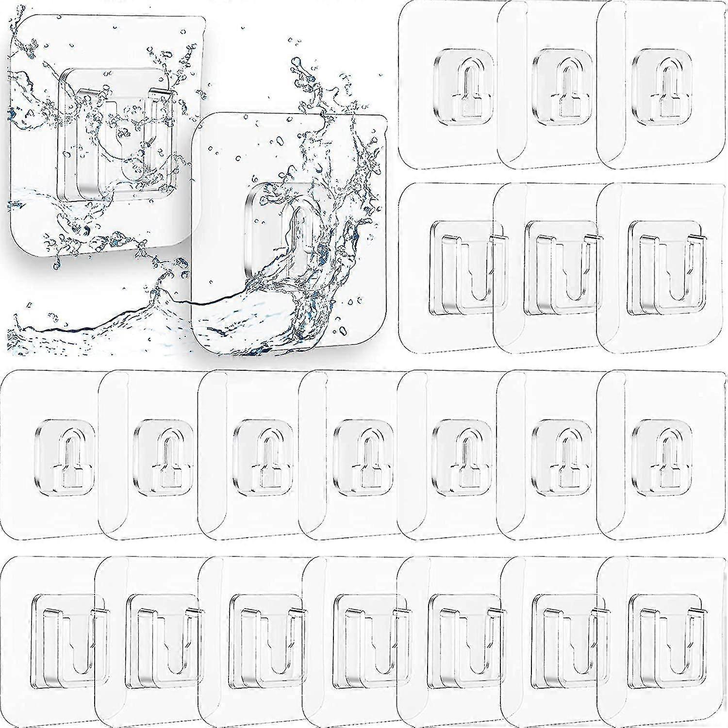 10 Pairs Double-sided Adhesive Wall Hooks Punch-free