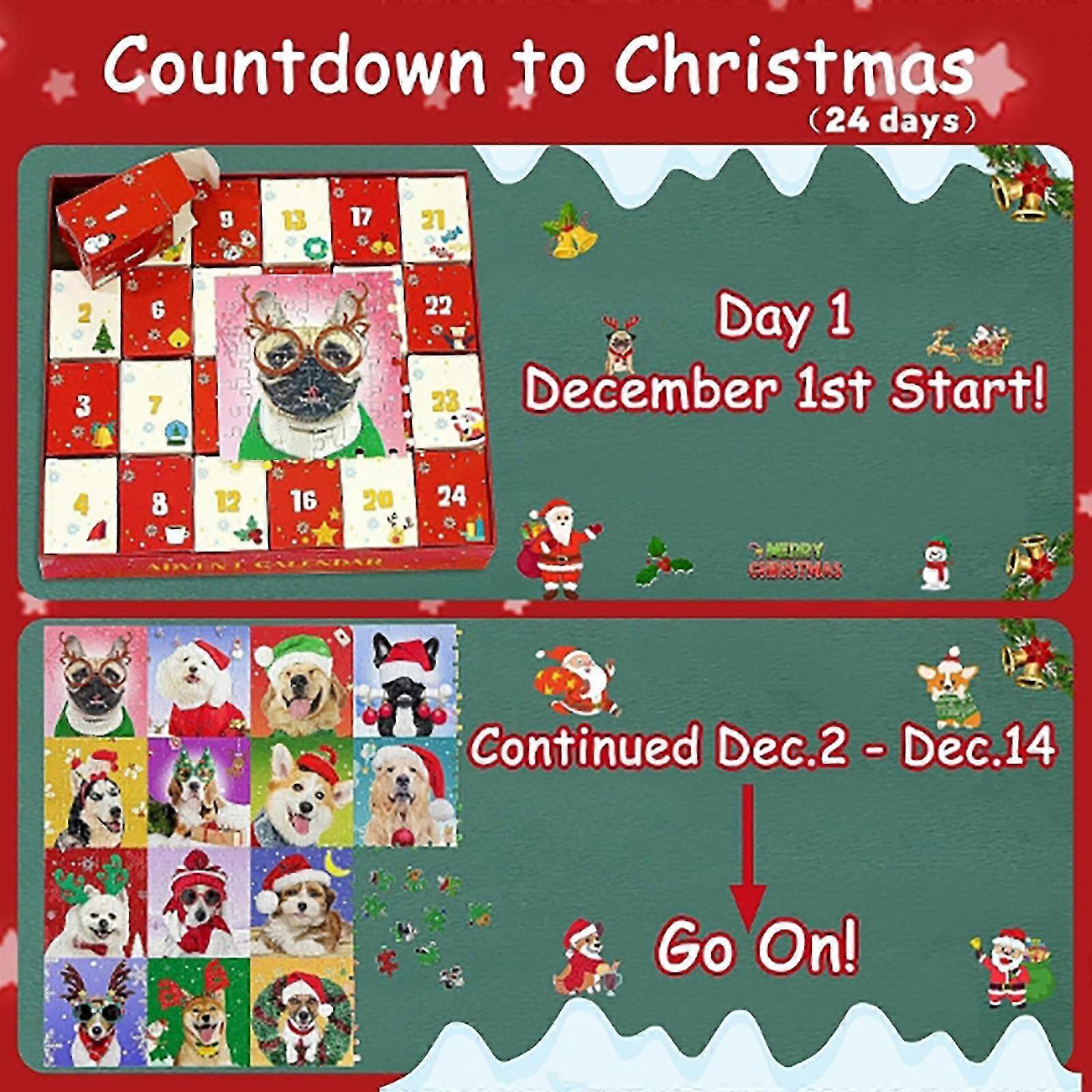2023 Christmas Advent Calendar Puzzle, Advent Calendar Puzzle 24 Days Of 2023 Christmas Dog Gift Puzzle