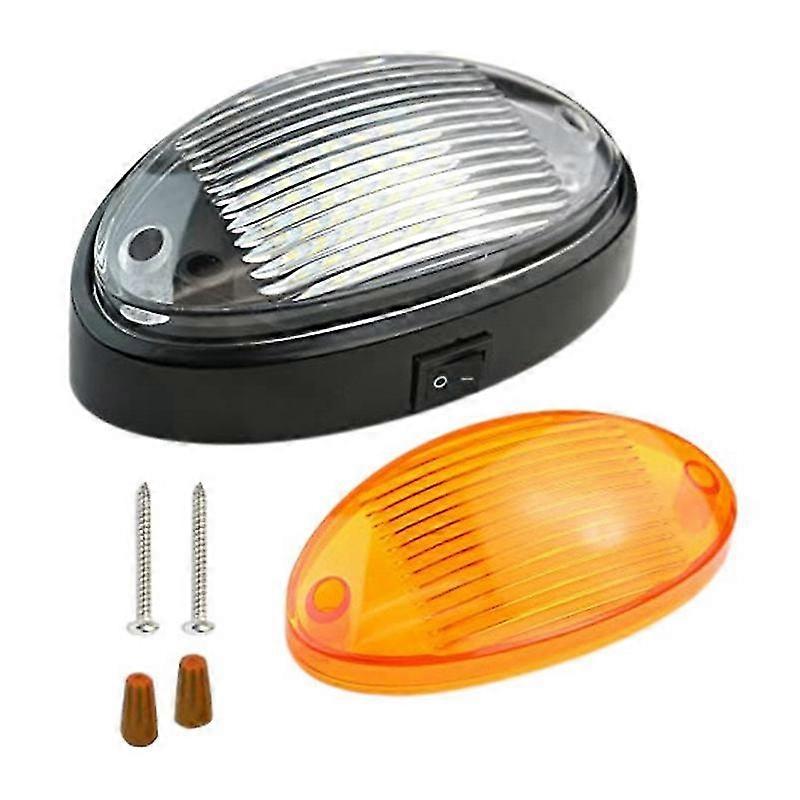 12V LED Light 400 Lumen Lighting Fixture with Switch Caravan Boat Awning Annex Tunnel Clear and Amb